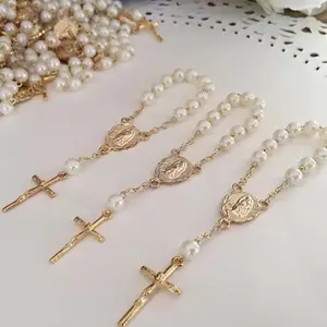 Gelang Manik untuk Bayi, Gelang Rosario Doa Katolik Berlapis Emas, Gelang Mini Agama Yesus Kristen