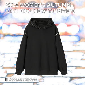 Sudadera con capucha negra para mujer, jersey de punto, manga larga, corte regular, otoño invierno, con pedrería. - Product Image 2
