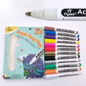 Cotton Core Medium Nib Acryl Marker Wasserdicht 12 Color Pack