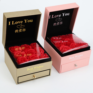 Benutzer definierte Luxus Rose Verpackung Hut Geschenk papier Blumen kasten für Schmuck - Product Image 3