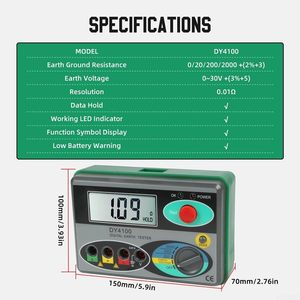 KoiLykke DY4100 Tester Digitale di Resistenza di Terra, Megaohmmetro ad Alta Precisione, Misurazione in 5 Secondi, Test Elettrico a 3 Punti - Product Image 6