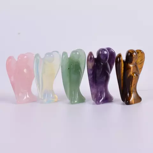 Figurine d'ange en pierre précieuse naturelle, sculpture en pierre sculptée, ornement de guérison en cristaux mixtes pour la décoration intérieure et les cadeaux - Product Image 3