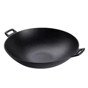 <span class=keywords><strong>Wok</strong></span> en fonte rond de 9 pouces à fond plat, pré-assaisonné, anti-rouille, écologique, pour cuisinière à gaz et à induction, lavage à la main uniquement - Product Image 2