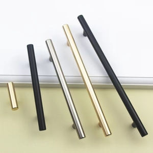 Manijas Modernas de Tubo Recto de Acero Inoxidable con Acabado Negro Dorado Antioxidante para Muebles de Baño y Cómodas - Product Image 5