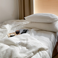 Parure de lit rafraîchissante 100 % coton gaufré pour les personnes ayant chaud la nuit, idéale pour hôtels et maisons, housse de couette et taies d'oreiller respirantes, tailles Queen et King, vente en gros