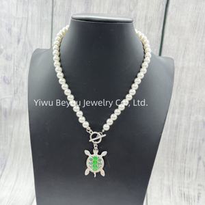 Collana ZPB Zeta Phi Beta confraternita raccontata lettera di collegamento foglie di edera collana di perle di tartaruga in lega di zinco ciondolo gioielli - Product Image 4