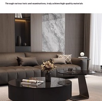 Table basse de salon minimaliste ronde en verre noir, prix de gros, nouveautés