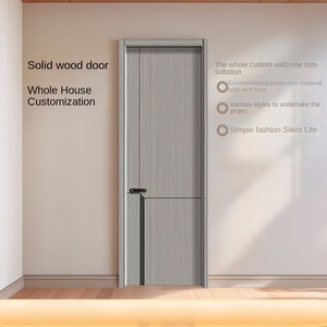 Puerta de dormitorio interior de diseño contemporáneo moderno Pantalla de nailon de fibra de vidrio con acabado de madera maciza de alta calidad pintada sin pintura - Product Image 5