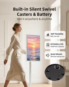 Écran portable blanc de 27 pouces, <span class=keywords><strong>TV</strong></span> 1080P, moniteur tactile, roues, caméra 8MP, Google <span class=keywords><strong>TV</strong></span>, Android 14, QC 8G RAM + 128G de stockage - Product Image 4