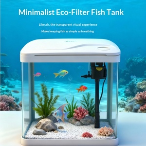 <strong>Rectangle</strong> Glass Fish Tank with Lid for Goldfish Turtle &amp; Small Fish-<strong>Aquarium</strong> Accessory for Living Room Desktop Box - Product Image 1