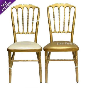 Sillas de Banquete Apilables de Metal Dorado para Restaurante, Suministros al por Mayor para Fiestas, Recepciones y Ceremonias - Product Image 5