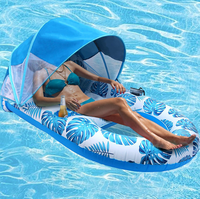 Lit flottant gonflable avec auvent amovible, chaise longue flottante pour piscine, tapis flottant gonflable pour l'eau