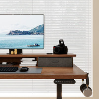 Bureau assis-debout électrique moderne et minimaliste de luxe, convertible, en métal, à moteur unique, réglable en hauteur, marron