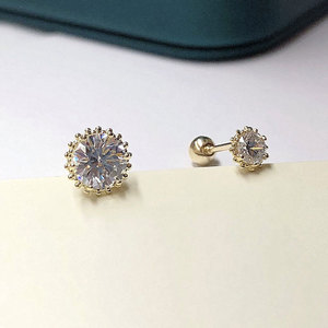 Pendiente de cartílago de oro macizo de 10K 14K con forma de CZ de 20g, <span class=keywords><strong>piercing</strong></span> <span class=keywords><strong>helix</strong></span>, rook, conch, tragus, con tuerca de rosca, joyería fina para bodas - Product Image 3