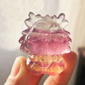 Di lusso intaglio drago pietra preziosa naturale pietre curative cristalli intaglio arcobaleno Fluorite cartone animato per regalo ricordo - Product Image 5