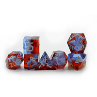 Dés RPG Donjons Dragons DND 7 pièces PRG Jeu de dés en résine rouge avec numéro argenté