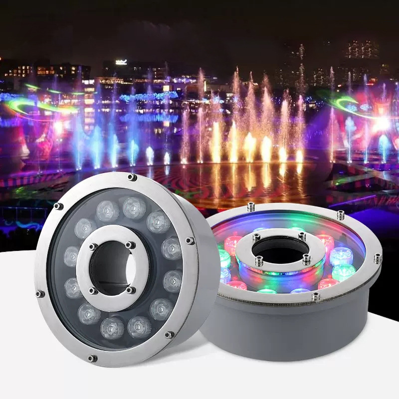 Colorful Water Feature Fountain Light, Waterproof LED Underwater Light, Pool Landscape Light, Mid Hole Underwater Spring Light