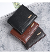 Dompet Koin Mini Pendek Kulit PU Retro Sederhana untuk Pria, Multi-Kartu, Penutup Ritsleting, Normcore/Minimalis, Tahan Air, RFID