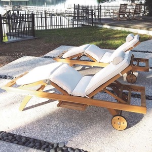Vente chaude Teck Bois Resort Hôtel Jardin Daybed Piscine Loisirs de plein air Inclinable <span class=keywords><strong>Plage</strong></span> Chaise Longue <span class=keywords><strong>avec</strong></span> <span class=keywords><strong>roue</strong></span> - Product Image 5