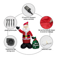 Père Noël lumineux de Noël de 1,2 m avec sac cadeau, sculpture gonflable pour la cour, le jardin, la fête