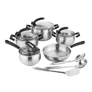Best price 12pcs stainless steel non-stick pan and soup pot sets new cookware sets pot cooking pan sets with Bakelite handle