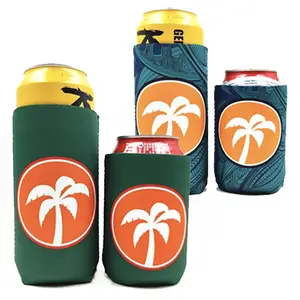 Suporte de cerveja fino de neoprene com logotipo personalizado 2024, suporte para refrigerador, refrigerador de sublimação para bebidas, refrigerador com botões