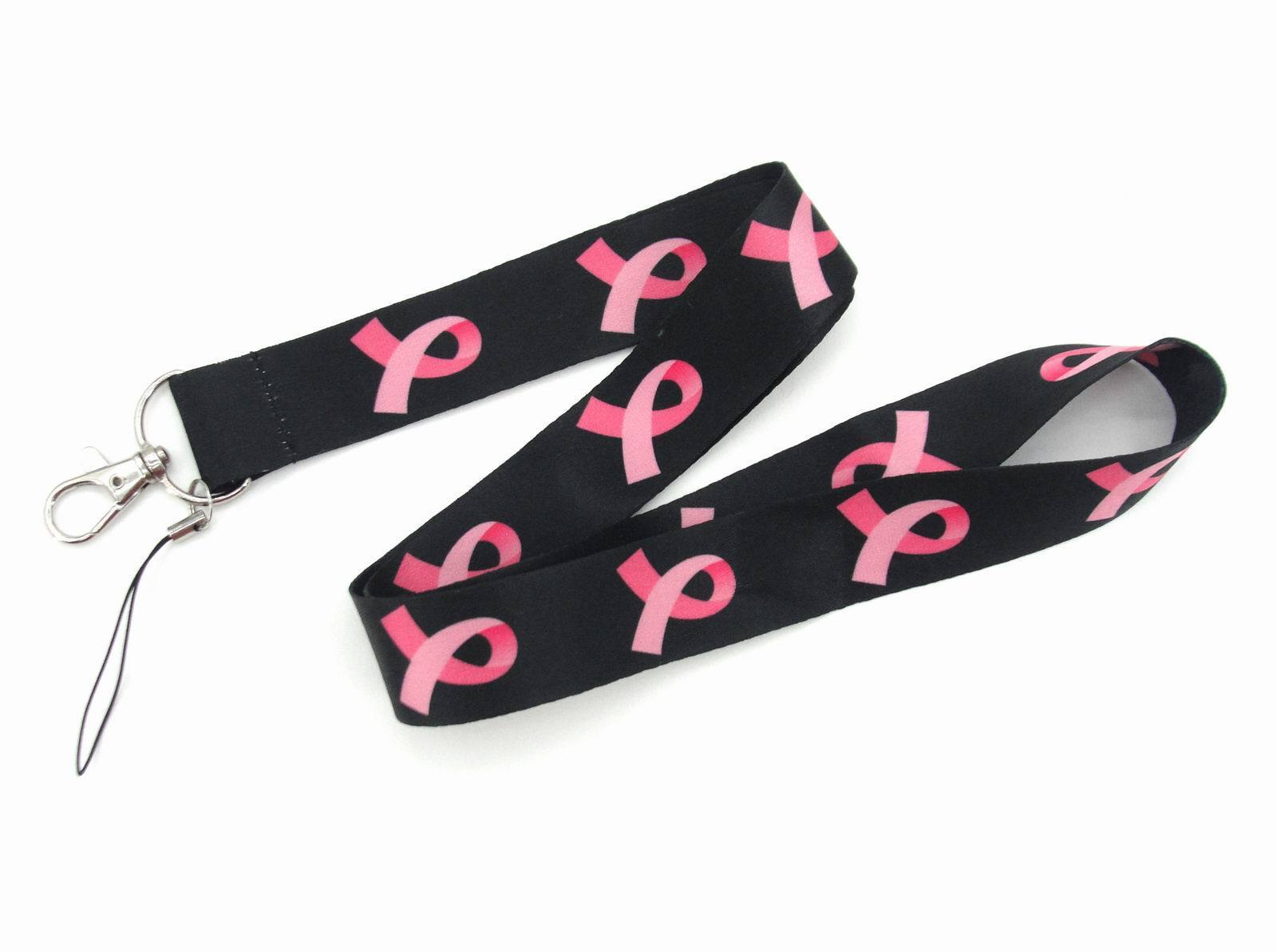 Lanyard Fashion Breast Cancer HIV Symbol Red Ribbon Logo Badge Lanyards Anti-Lost Portable ID Card Phone Lanyards Wholesale Image 4