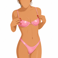 Ensemble de maillot de bain bikini pour femme, en tissu brillant recyclé, avec breloque personnalisée OEM, double doublure, armatures, push-up et couvrance minimale, Fabricant