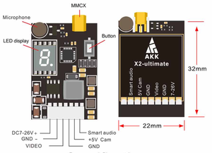AKK X2 Ultra Long Range 5.8Ghz Ultimate VTX para Sistema de Video Analógico, Piezas para Carreras y DIY - Product Image 4
