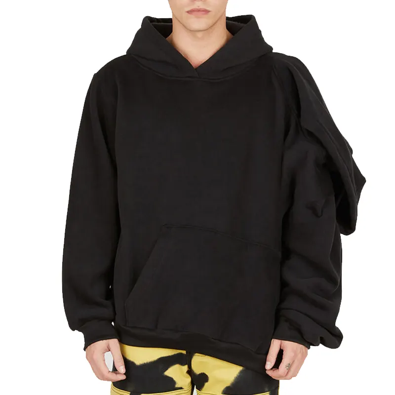 Novo estilo hoodies logotipo personalizado capa dupla com nervuras guarnição peso pesado hoodies para o homem camisolas