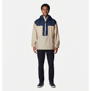 2026 Arrival Custom Made Hooded Windbreaker Jacket Stand Collar Front Logo <b>Canvas</b> Fabric Vintage Style for Men Outdoor Clothing - Product Image 1