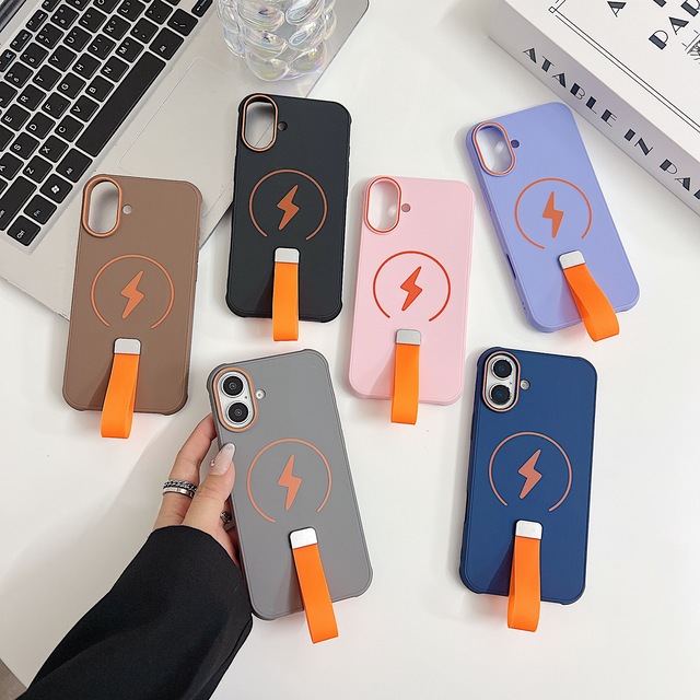 2026 New Arrival Magnetic Wireless Charging TPU Shockproof Cover with Lanyard Holder Phone Case for iPhone 17 Pro Max 17 Air 16