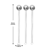 20.5cm toutes sortes de couleurs Crystal Gold Glitter Cocktail Agitateur Argent Disco Ball Boisson Agitateurs