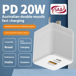 Adaptateur de charge rapide double <span class=keywords><strong>USB</strong></span> <span class=keywords><strong>standard</strong></span> australien 20W QC3.0 Compatible chargeur de téléphone portable tablette ventilateur casque universel Saa - Product Image 5