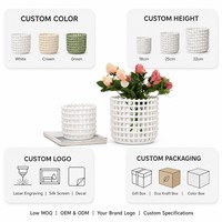 Vase en céramique blanche tressée, pot à fleurs en porcelaine ajouré, décoration d'intérieur, vase de table pour mariage