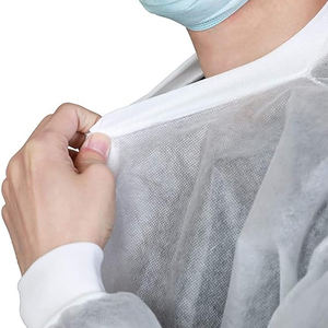 بدلة عمل بيضاء عالية الجودة للاستخدام مرة واحدة مع أصفاد متماسكة من مادة <span class=keywords><strong>SMS</strong></span>/PP للإنتاج الغذائي للبالغين - Product Image 3