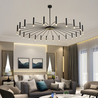 Lustre Sputnik moderne noir avec ampoules G9, grand luminaire en fonte, intensité variable, pour salle à manger, salon, hall d'entrée, chambre de ferme