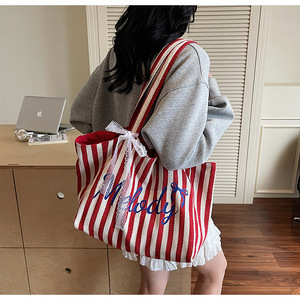Factory Customized Letter Zipper Single Shoulder <b>Canvas</b> <b>Bag</b> <b>Large</b> Cotton Grocery Shopping <b>Canvas</b> Tote <b>Bag</b> with Logo - Product Image 1