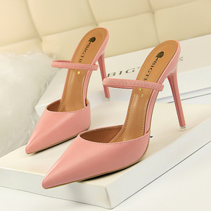 Sandales rétro d'été à talons hauts pour femmes, bout pointu fermé, bande élastique, usage quotidien, antidérapantes, ajourées, style mules à enfiler - Product Image 5