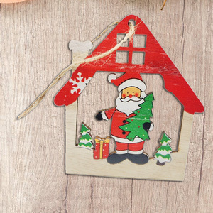 Maison de Noël créative en bois à monter soi-même, décorations transfrontalières en stock, artisanat en bois, maison du Père Noël colorée - Product Image 4