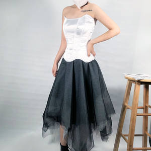 Fabuleux classique Overbust Corset avec os en plastique Soutient la colonne vertébrale sans jupe Grace Satin Tube Top Body shaper - Product Image 6