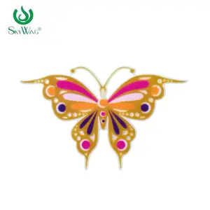 colorful butterfly printing flocking embroidery patch for garment decoration