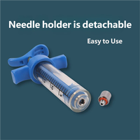Seringue vétérinaire en plastique et acier réglable et réutilisable pour l'injection de médicaments pour animaux - Équipement médical avec dispositifs de sécurité