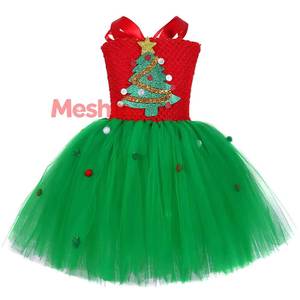 Nouvelle Mise à Jour MS : Robes Tutu Vertes Arbre de Noël pour Filles, Robes Fantaisie de Fête pour Enfants, Vente en Gros - Product Image 3