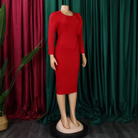 Nouvelle Robe Midi Crayon Formelle pour Femme, Col Rond, Volants, Effet Enveloppant aux Hanches, Style Africain, pour Bureau et Soirée