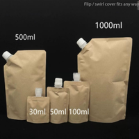 Sachet Doypack en papier kraft avec bec verseur, étanche et portable, pour shampoing, nettoyant visage et cosmétiques de voyage, vente en gros