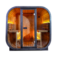 Sauna Kering Luar Ruangan LA untuk 4-6 Orang, Bentuk Kubus, Kayu Solid Spruce Karbonisasi, Apartemen Modern, Bertenaga Uap 6KW