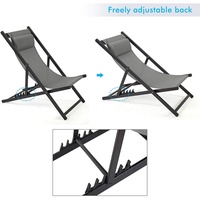 Chaise longue en métal robuste avec design pliable portable, assise confortable pour jardin, plage, terrasse, temps libre