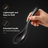 Cuillère en mélamine noire durable, 14,5 cm, incassable, qualité alimentaire, pour restaurants et hôtels (vente en gros)