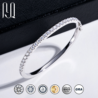Bracelet Demi-Cercle Entièrement Sertie de Moissanite 3mm en Argent Sterling 925, Mode Minimaliste Luxe Léger Vente en Gros